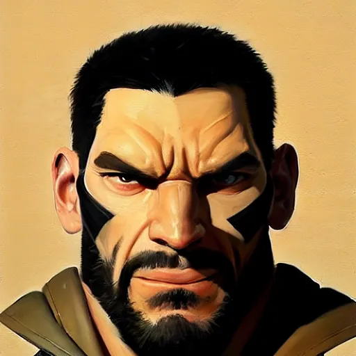 Prompt: Greg Manchess portrait painting of punisher as Overwatch character, medium shot, asymmetrical, profile picture, Organic Painting, sunny day, Matte Painting, bold shapes, hard edges, street art, trending on artstation, by Huang Guangjian and Gil Elvgren and Sachin Teng