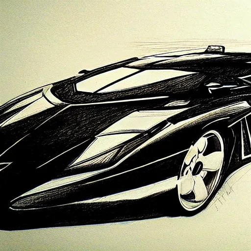 Image similar to ballpoint pen drawing of the batmobile