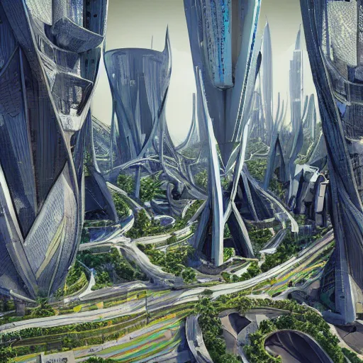 Image similar to highly detailed arcology city in a utopian future, digital art, cinematic shot