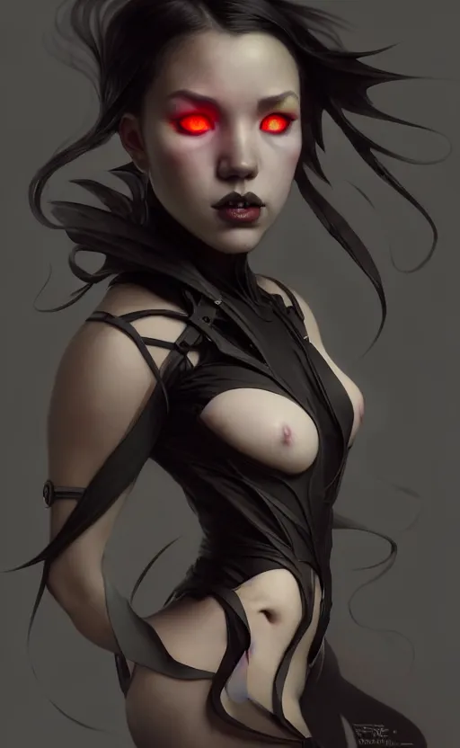 Image similar to digital concept art by artgerm, tooth wu, bierstadt, gurney, stalenhag and alphonse mucha. just one lonely black tape project attractive gothic girl!! full body!! contour light effect!! 8 k, stage light. octane render. sharp edge. ultra clear detailed, sitting pose