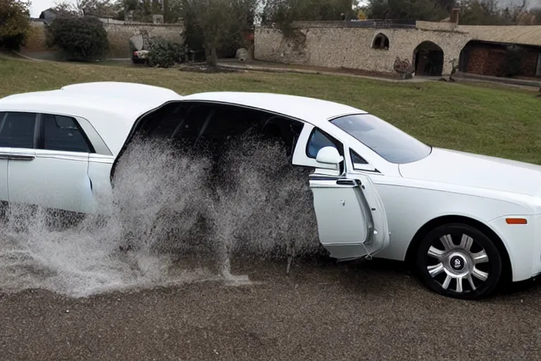 Image similar to stoned teenagers decided to drown Rolls-Royce