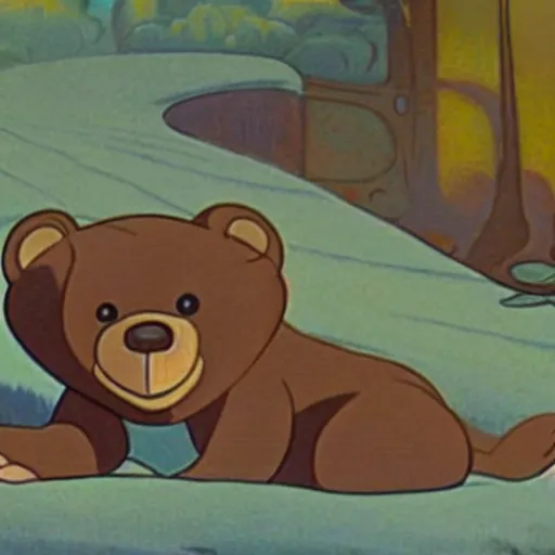 Prompt: scene from 1 9 2 8 disney cartoon, bear