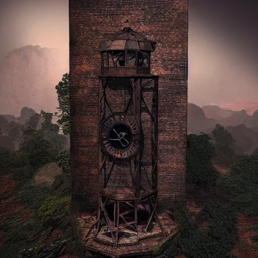 Image similar to an abandoned old rusty clocktower in a dark enormous cave, Low level, digital art, unreal engine, WLOP, trending on artstation, 4K UHD image, octane render