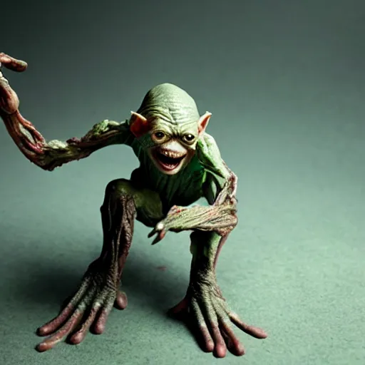 Prompt: Gollum with gun arms and legs