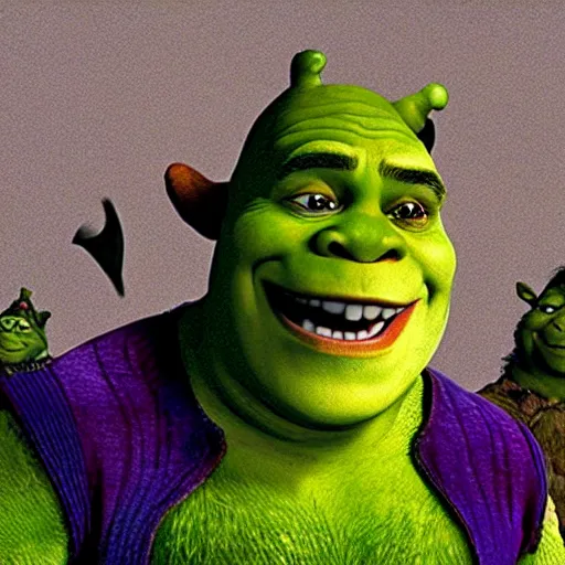 Prompt: film still of Shrek from a creep movie