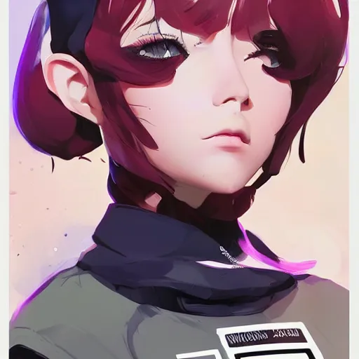 Image similar to poster woman with futuristic streetwear and hairstyle, cute face, pretty, Anime by Cushart Krentz, Kuvshinov Ilya and Gilleard James, 4k, HDR, Trending on artstation, Behance, Pinterest