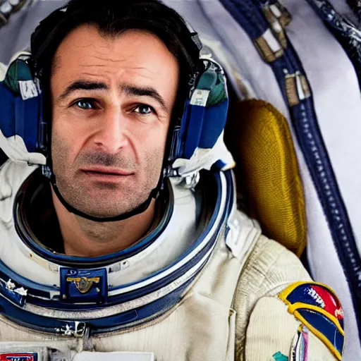 Image similar to close - up of a kurdish astronaut in a movie directed by christopher nolan, movie still frame, promotional image, imax 7 0 mm footage