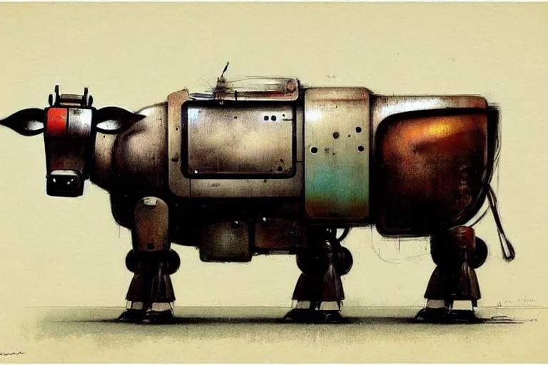 Image similar to ( ( ( ( ( 1 9 5 0 s retro future robot cow. muted colors. ) ) ) ) ) by jean - baptiste monge!!!!!!!!!!!!!!!!!!!!!!!!!!!!!!