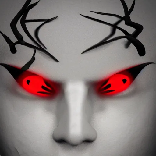 Prompt: black demon with evil face red eyes red mouth, wings, 8 k, high quality, highly realistic photo realistic