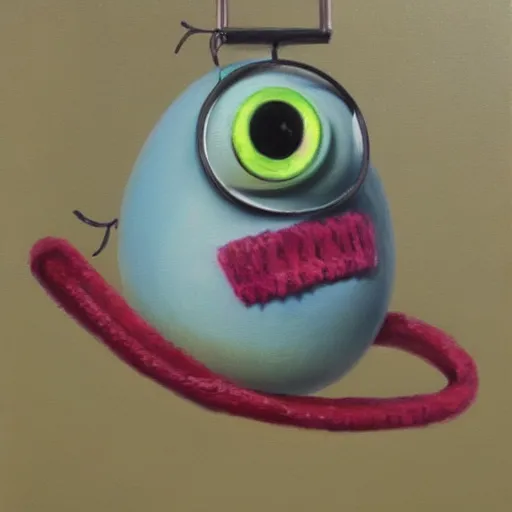 Prompt: an Ivan Seal painting of a worm on a string and a furby