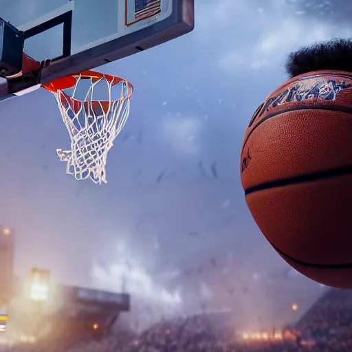 Image similar to charles barkley chaos dunk, 8 k uhd, unreal engine, reflected chrome, octane render in the artstyle of greg rutkowski