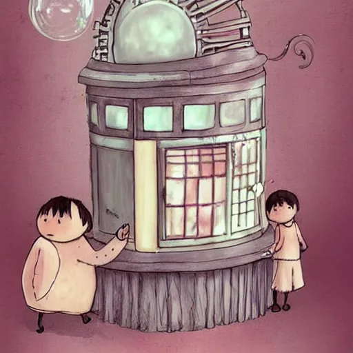 Image similar to dream a shabby chic time machine by vanessa morales, studio ghibli,