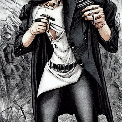 Prompt: This is one of the best Vampires-Holding-Guns I've ever met