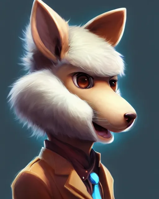 Image similar to character concept art of a cute young male anthropomorphic furry | | adorable muzzle, key visual, realistic shaded perfect face, fine details by stanley artgerm lau, wlop, rossdraws, james jean, andrei riabovitchev, marc simonetti, and sakimichan, trending on weasyl
