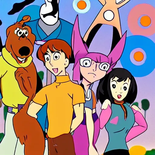 Prompt: scooby doo in the style of a japanese anime show