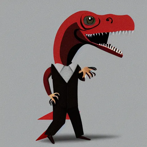 Image similar to a velociraptor wearing a business suit