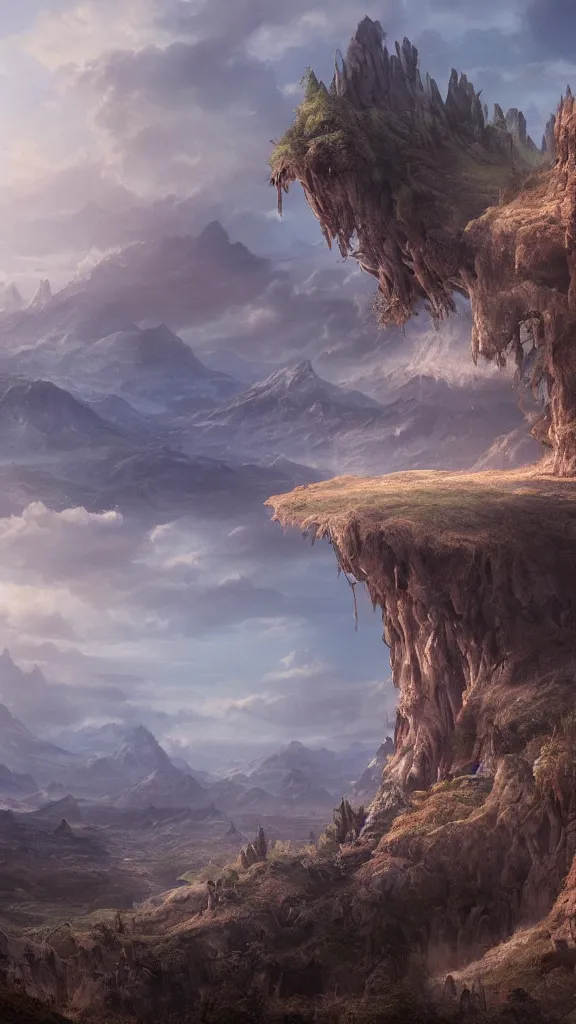 Prompt: A beautiful matte painting of a mysterious landscape, highly detailed, super wide angle