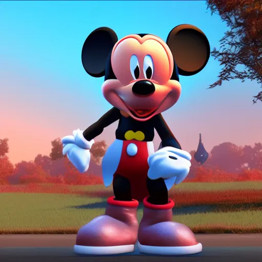 Image similar to Mickey Mouse as Thor, digital art parody, unreal engine, high quality
