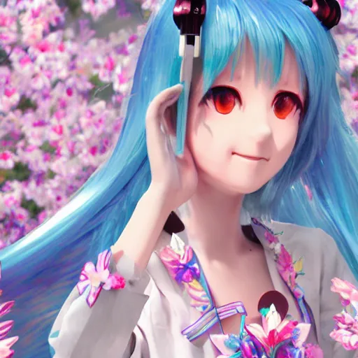 Prompt: beautiful award winning digital art of hatsune miku in the movie midsommar