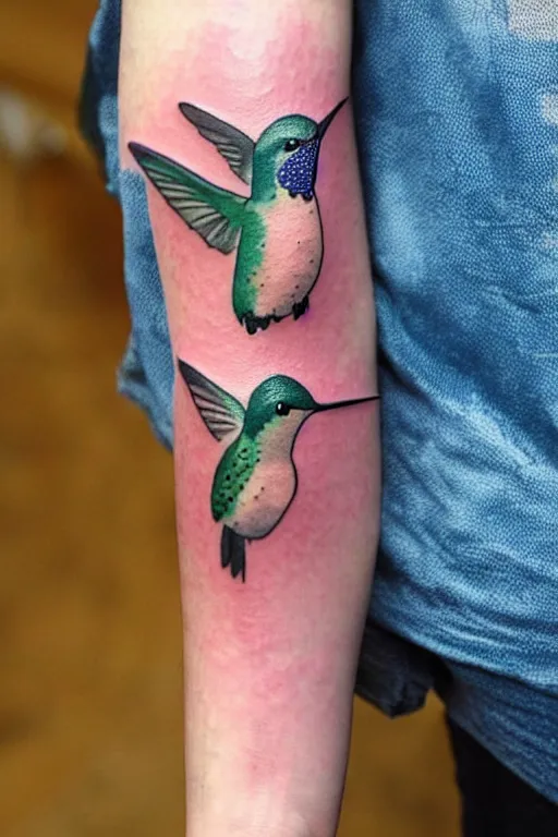 Image similar to watercolor style tattoo of a hummingbird
