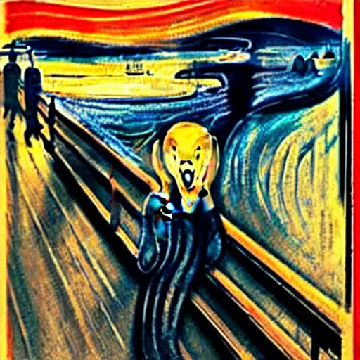 Image similar to the scream in reailistic