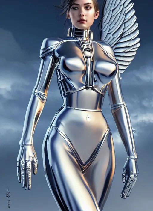 Prompt: photo of a gorgeous young mechanical angel woman science fiction in the style of stefan kostic, realistic, sharp focus, 8 k high definition, insanely detailed, intricate, elegant, art by stanley lau and artgerm