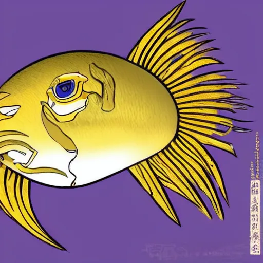 Image similar to esteemed ancient fish golden, anime style