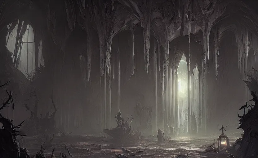 Prompt: a demonic magical ethereal portal!!! to hell. dark matte painting by greg rutkowski