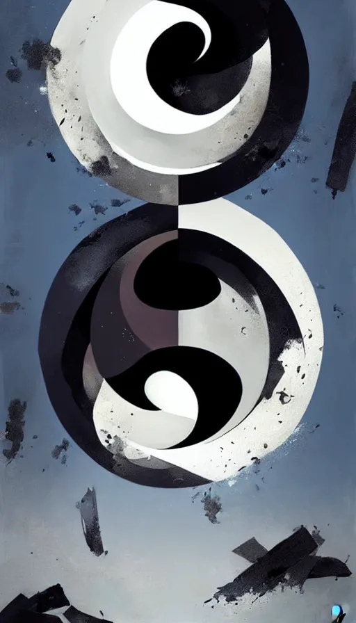 Image similar to Abstract representation of ying Yang concept, by Greg Rutkowski