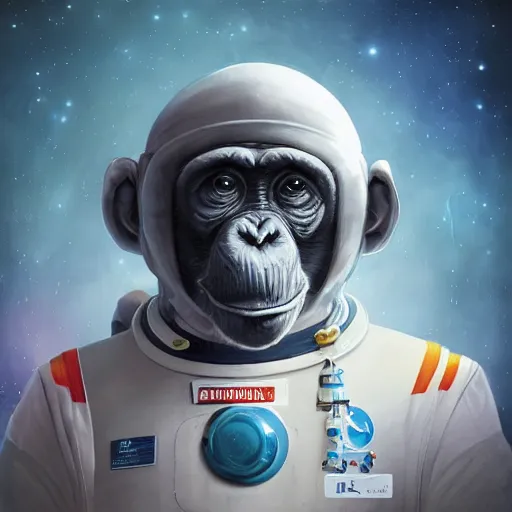 Image similar to chimpanzee left in space, wearing space suit. interesting 3 d character concept by tiger hkn and gediminas pranckevicius, maplestory, game art, hyper detailed, character modeling, cartoon, cinematic, raytrace, concept art, trend on behance 3 d art, v - ray, maya, c 4 d