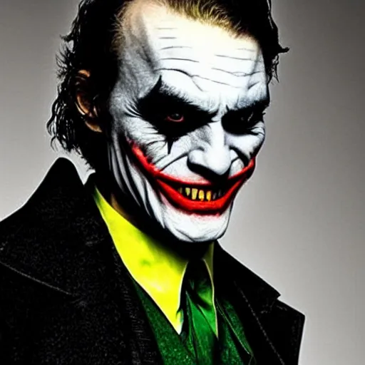 Prompt: A person that looks like the joker but really is batman