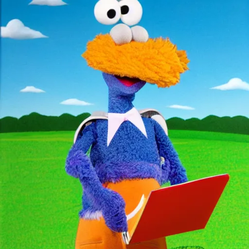 Image similar to skeeter the Muppet holding a clipboard