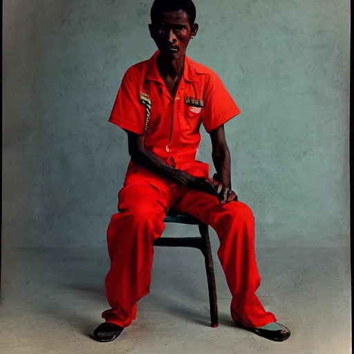 Image similar to A Kenyan-Filipino gas station worker in 3027, portrait, Taschen, by Annie Liebovitz, Robert Mapplethorpe, Hedi Slimane