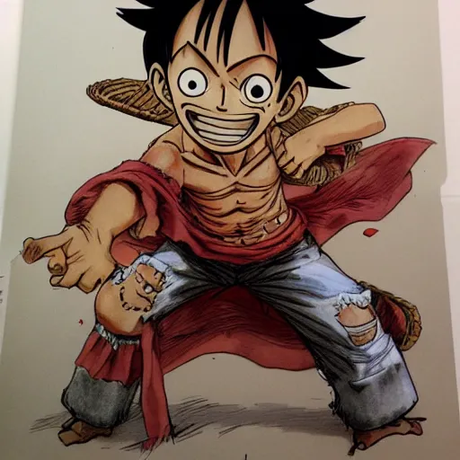 Image similar to luffy by kim jung gi