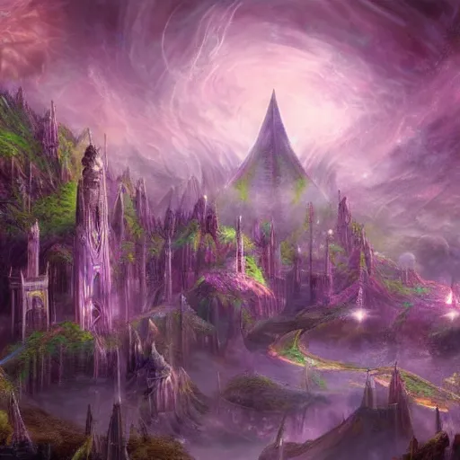 Image similar to ethereal elven city