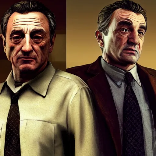 Prompt: robert deniro as a gta5 character, video game art, cover art, grand theft auto