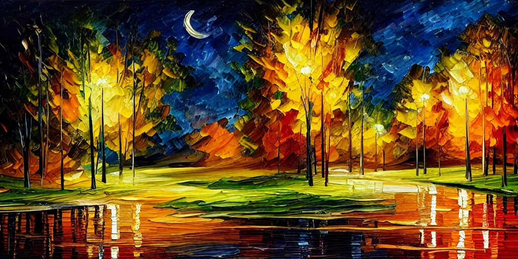 Prompt: nighttime nature landscape, oil painting, ultra realistic, highly detailed, hd, sharp focus, warm colors, realistic, vivid colors, painting, non blurry, sharp, smooth, illustration