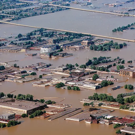 Image similar to st louis completely under water, and on fire, 4 k,