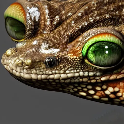 Image similar to a gecko looking into the camera, photorealistic, artstation, cinematic lighting 4k