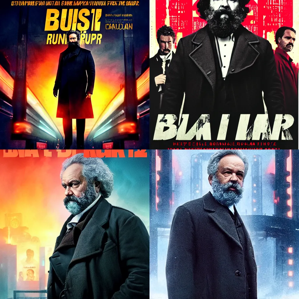 Prompt: karl marx in blade runner 2049