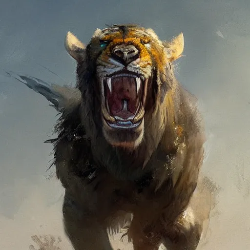 Image similar to sabertooth painted by Greg Rutkowski