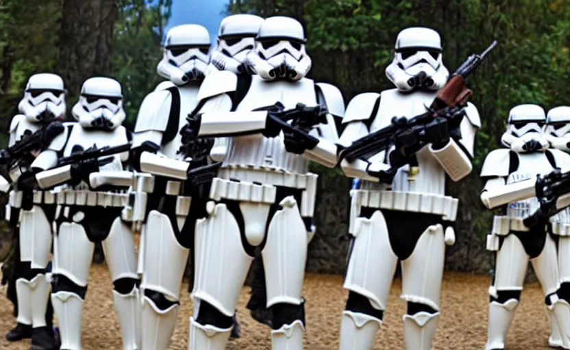 Prompt: la liberte guidant le peuple, jedi, ewoks, stormtroopers