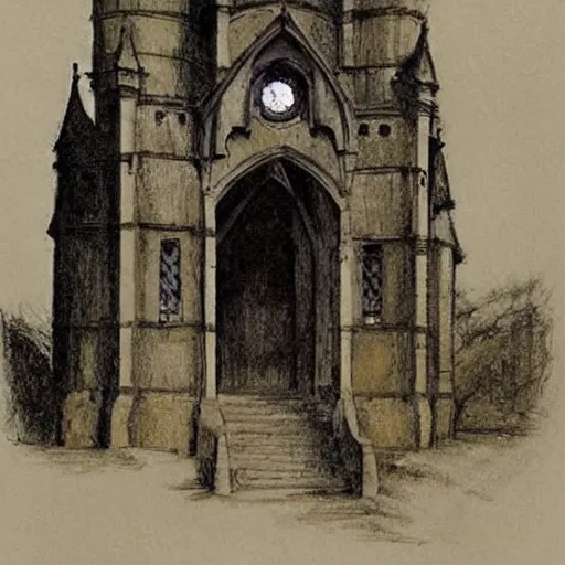 Image similar to (((((((v sketch of Gothic revival castle gatehouse))))))) . muted colors. by Jean-Baptiste Monge !!!!!!!!!!!!!!!!!!!!!!!!!!!!!!!!!!!!!!!! ((((((((((((((((((watercolor sketch))))))))))))))))))