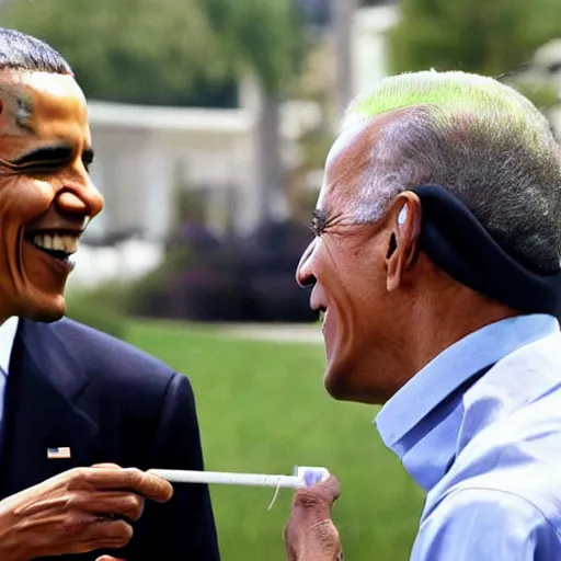 Image similar to obama and biden laughing whilst smoking a joint