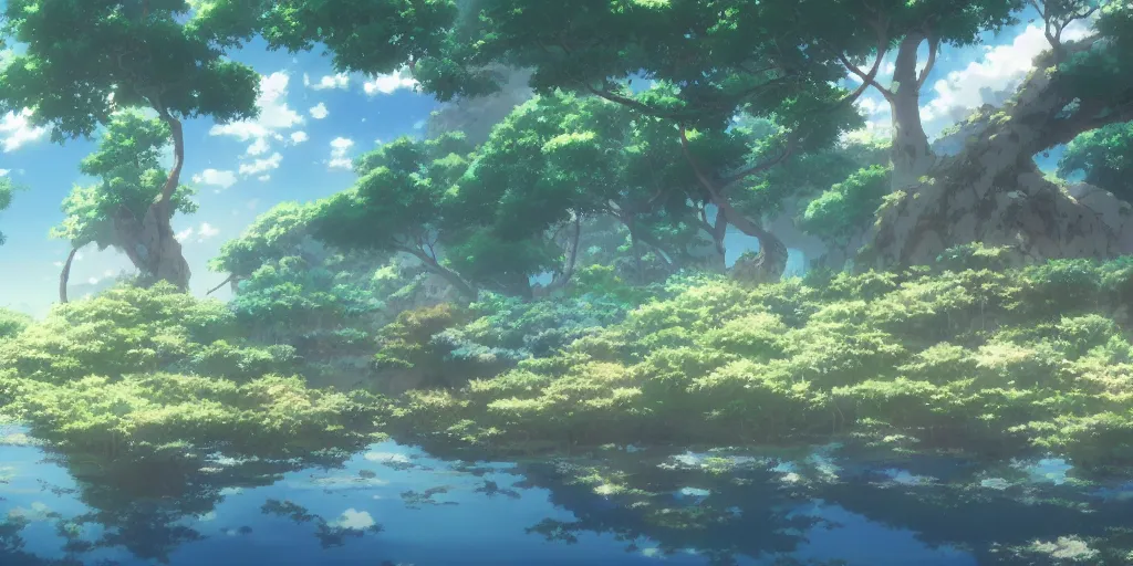 Image similar to anime film by studio ghibli, on a mystical action adventure, ethereal by kazuo oga, screenshot from the anime film by makoto shinkai, concept art by senior environment artist, anime aesthetic