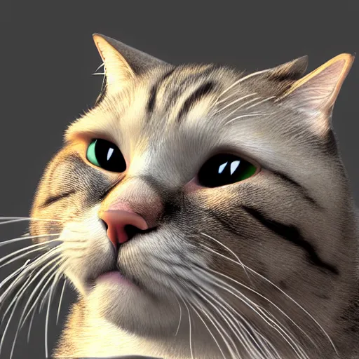 Prompt: Cat smug face, Photorealistic, Blender, 4k