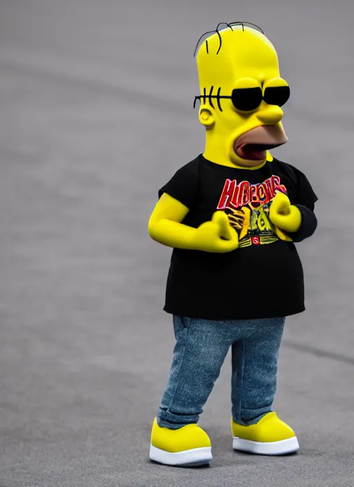 Image similar to hyperrealistic and heavy detailed air jordan runway show of homer simpson, leica sl 2 5 0 mm, vivid color, high quality, high textured, real life