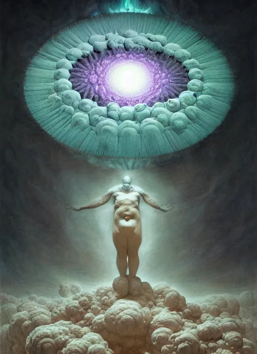 Image similar to antediluvian occult cosmology, panspermia, by daniel arsham and robert hooke and ernst haeckel and agostino arrivabene and joaquin sorolla and paolo gioli, rule of thirds, vivid colours, negative space, atmospheric, digital painting, artstation, concept art, smooth, sharp focus