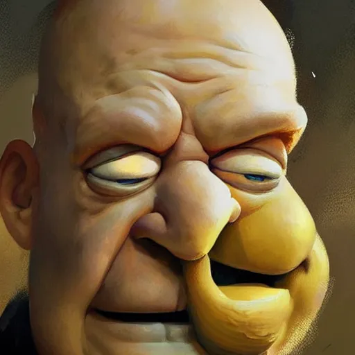 Prompt: Real-Life Homer Simpson, painted by greg rutkowski