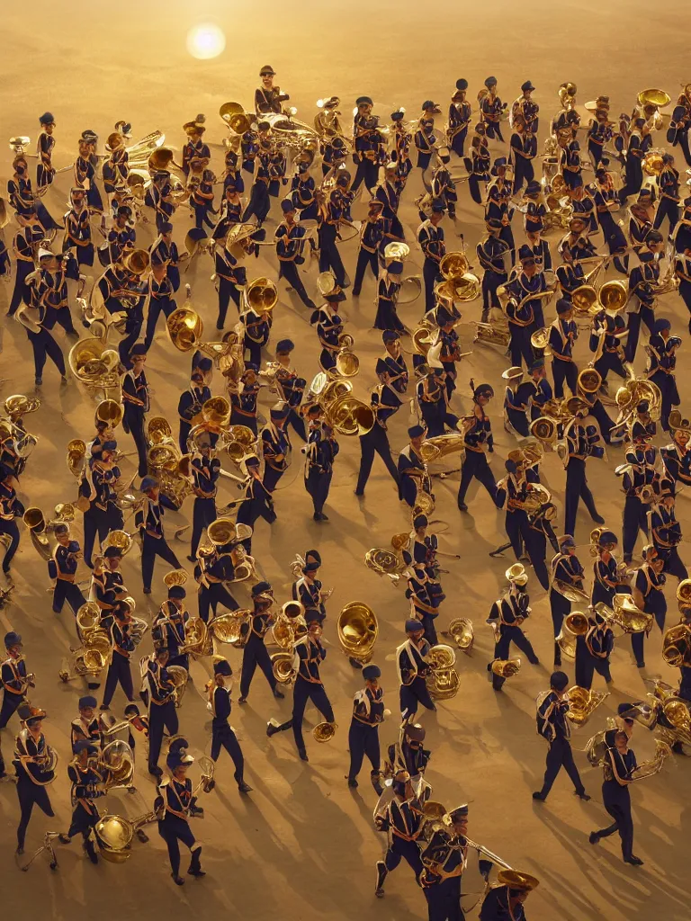 Image similar to marching band by disney concept artists, blunt borders, rule of thirds, golden ratio, godly light